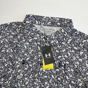 Under Armour Playoff Polo Shirt Men 3XLT UA 3.0 Printed Wildlife Bear Blue White